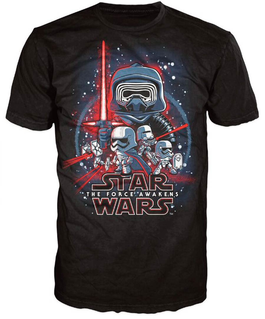 POP Tees Star Wars Episode VII Force Awakens Poster T-Shirt Large