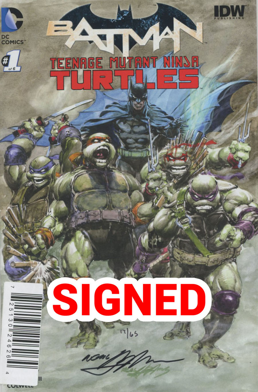Batman Teenage Mutant Ninja Turtles #1 Cover I DF Exclusive Neal Adams Color Variant Cover Signed By Neal Adams