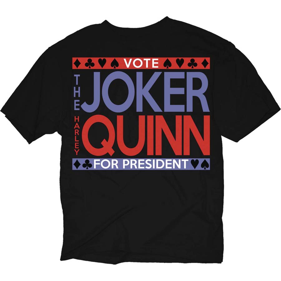 Joker & Harley Quinn For President Black T-Shirt Large