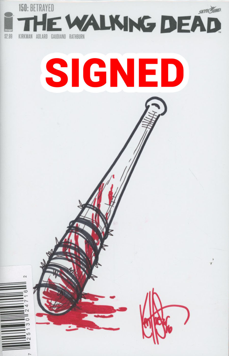 Walking Dead #150 Cover L DF Bloody Lucille Sketch Signed & Remarked By Ken Haeser