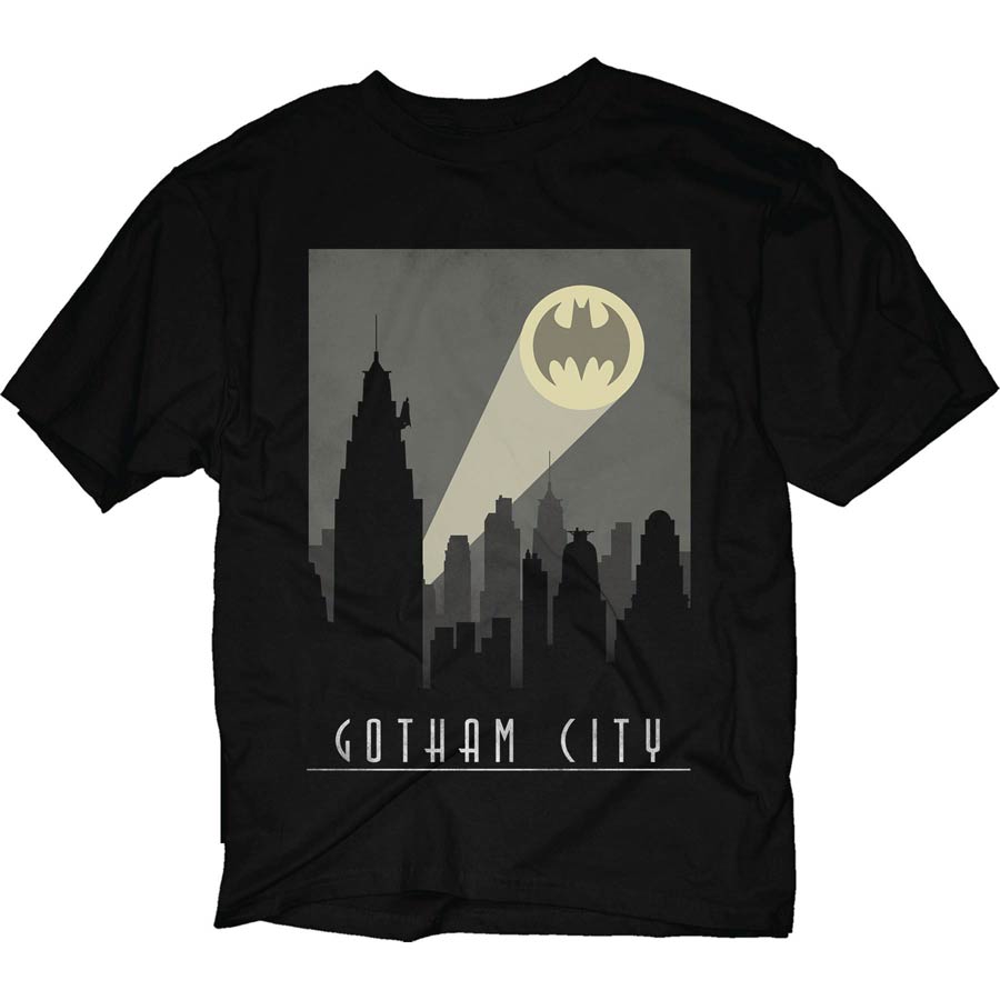 Batman Art Deco Gotham City Black T-Shirt Large