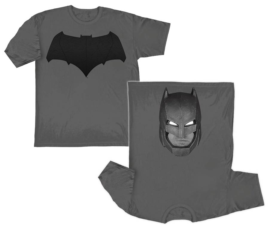 Batman v Superman Dawn Of Justice Batman Flip Mask Gray T-Shirt Large