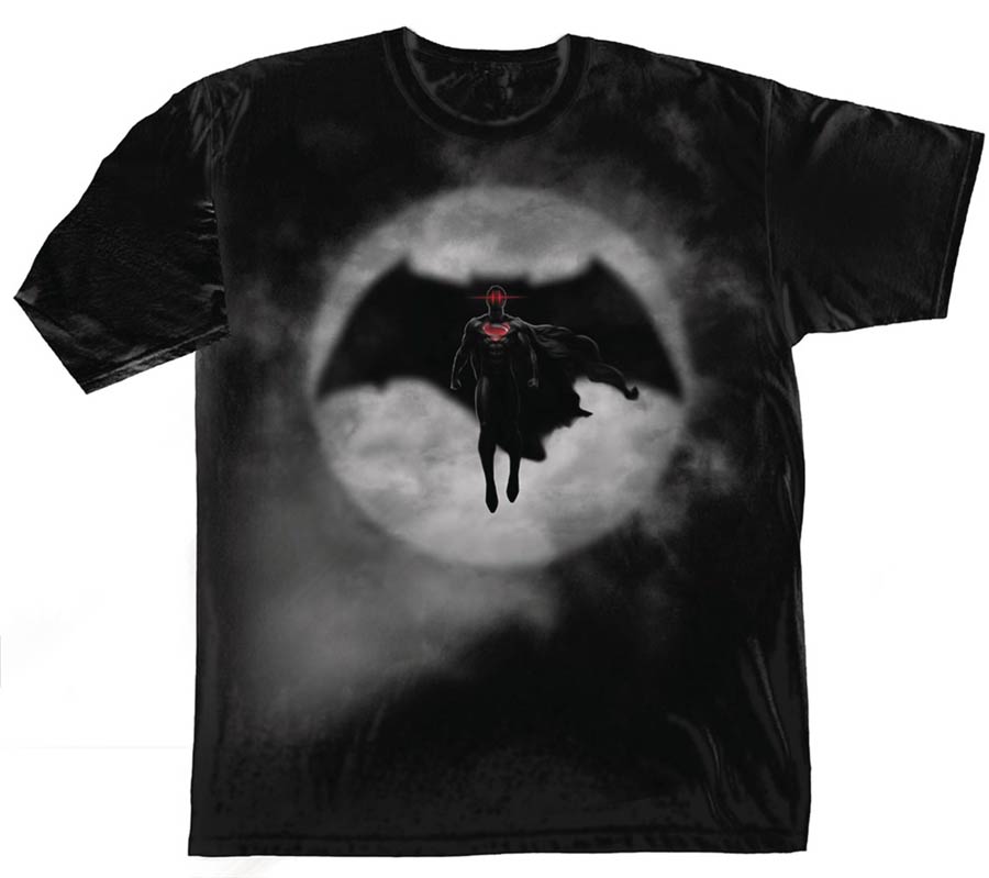 Batman v Superman Dawn Of Justice Superman In The Bat Signal Black T-Shirt Large