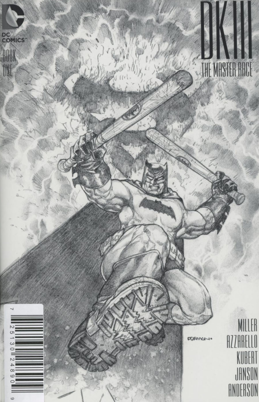 Dark Knight III The Master Race #1 Cover Z-Y DF M&M Exclusive Dave Dorman Black & White Variant Cover