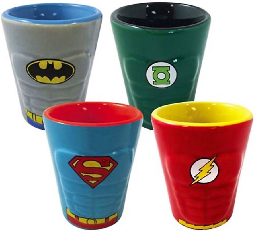 DC Comics Molded Ceramic Shot Glass 4-Pack - Heroes