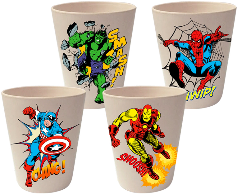 Marvel Comics 10-ounce Bamboo Cup Set Of 4