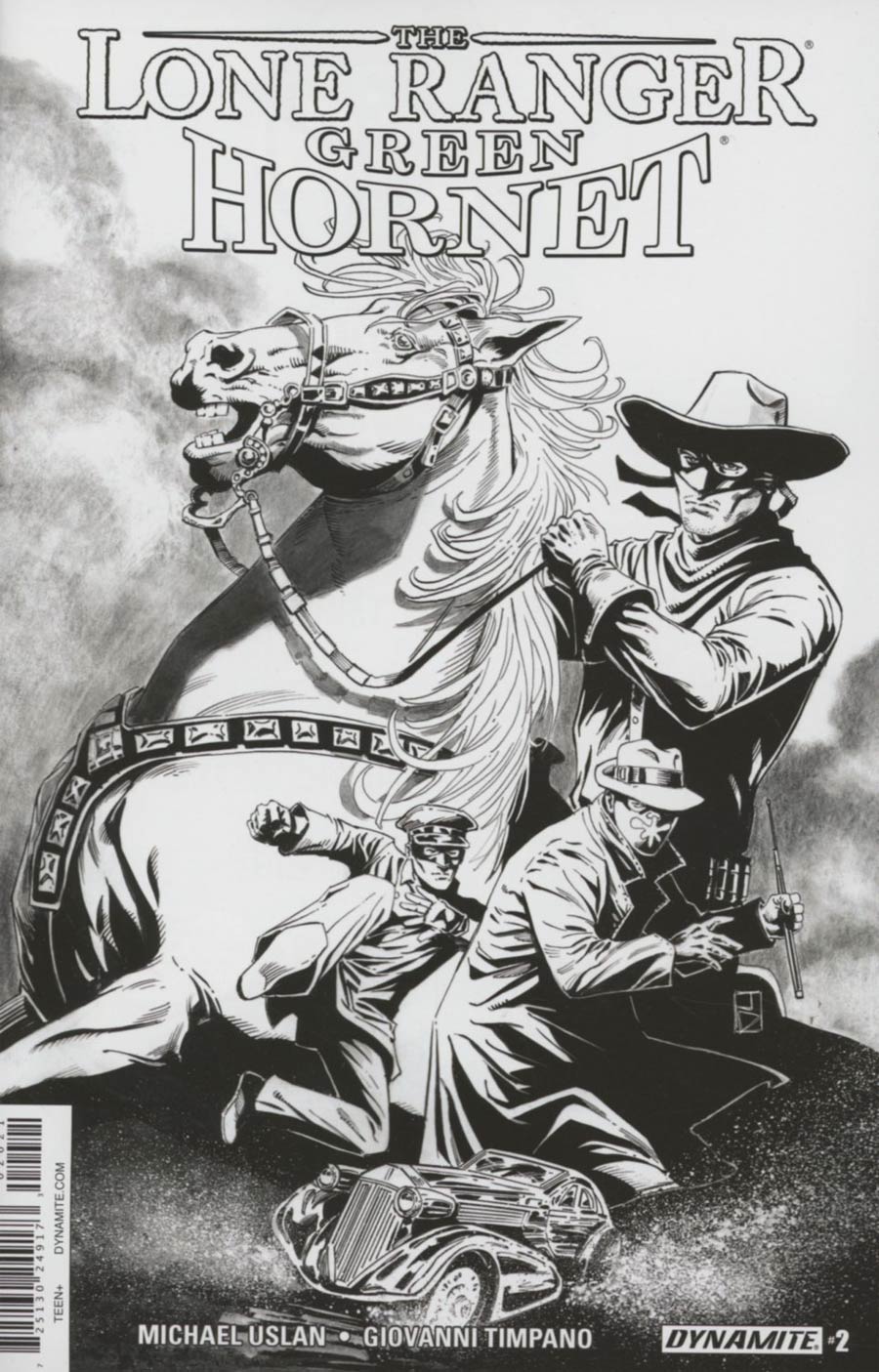 Lone Ranger Green Hornet #2 Cover B Incentive Jan Duursema Black & White Cover