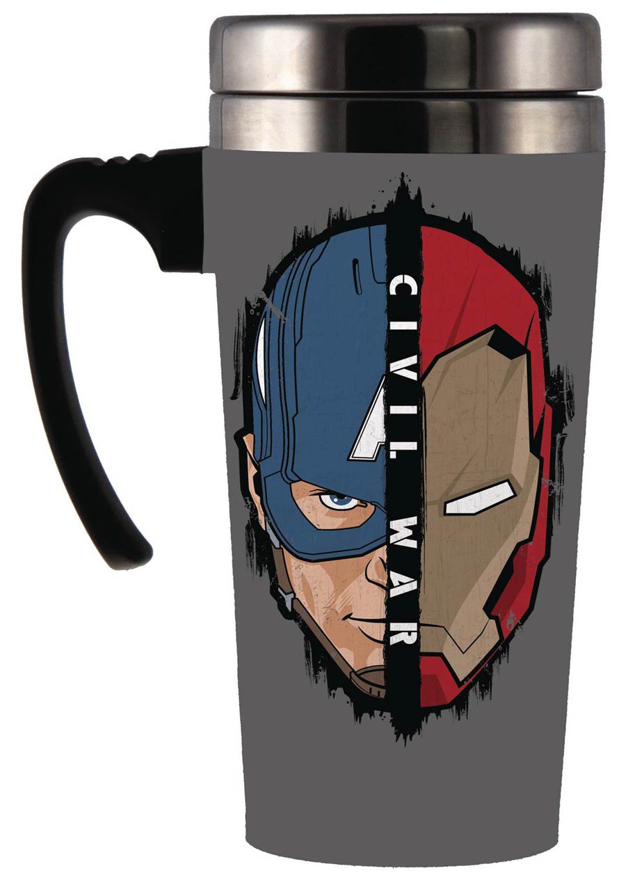 Captain America Civil War Iron Man / Captain America Handle Travel Mug