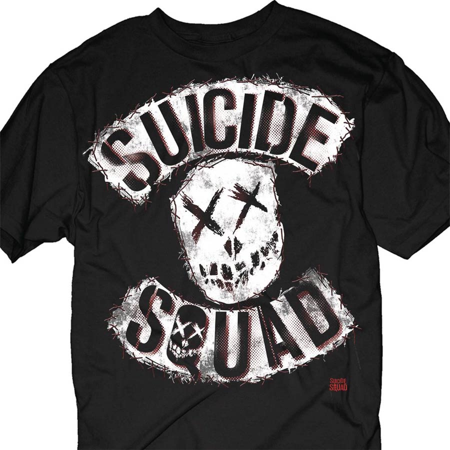 Suicide Squad Movie Chalk Logo X Black T-Shirt Large