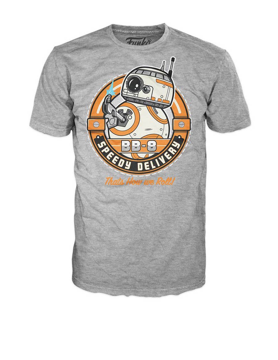 POP Tees Star Wars The Force Awakens BB8 Speedy Delivery T-Shirt Large