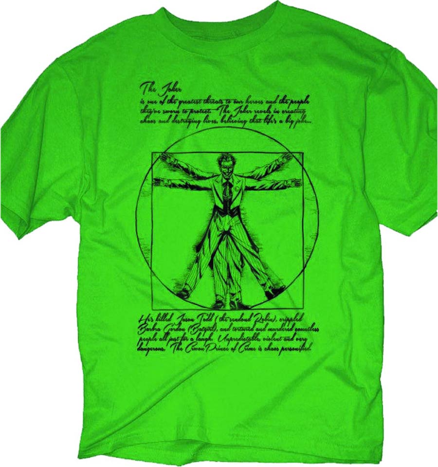 Joker Vitruvian Previews Exclusive Green T-Shirt Large