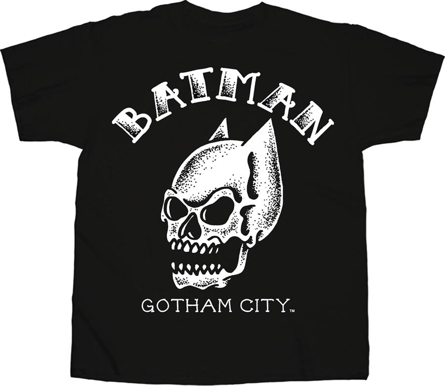 Batman Skull Art Black T-Shirt Large