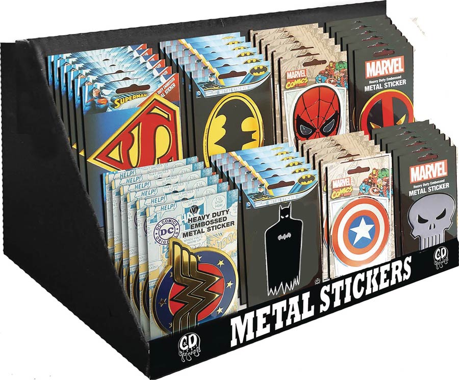 DC / Marvel Heroes Metal Sticker 48-Piece Assortment Case