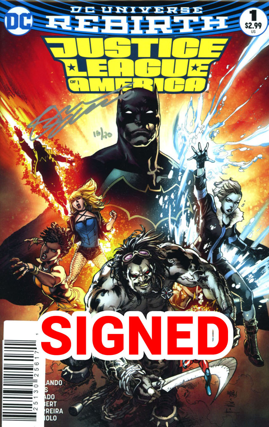 Justice League Of America Vol 5 #1 Cover E DF Ultra-Limited Silver Signature Series Signed By Steve Orlando