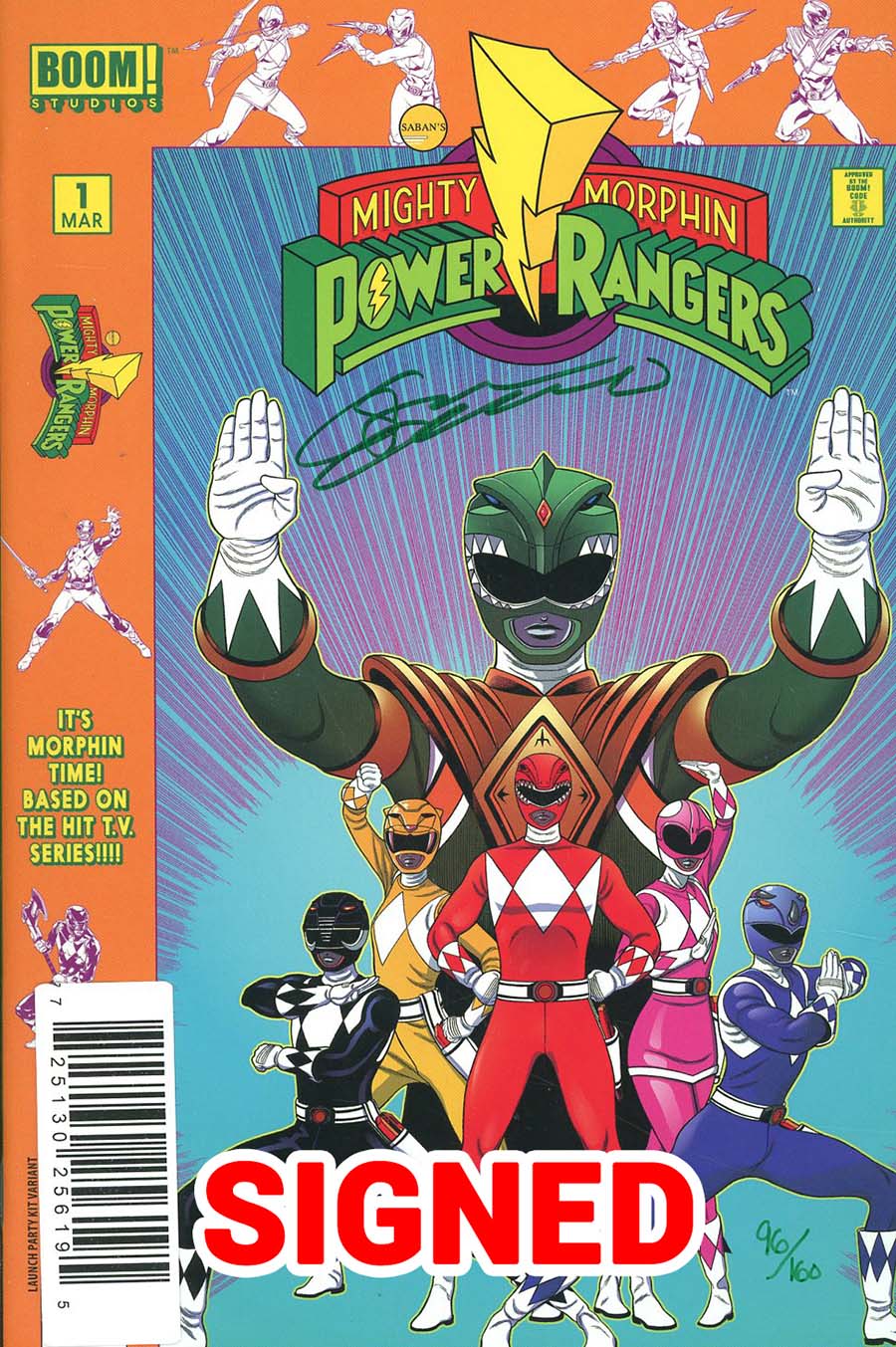 Mighty Morphin Power Rangers (BOOM Studios) #0 Cover K DF Ultra-Limited Green Ranger Signature Series Signed By Steve Orlando
