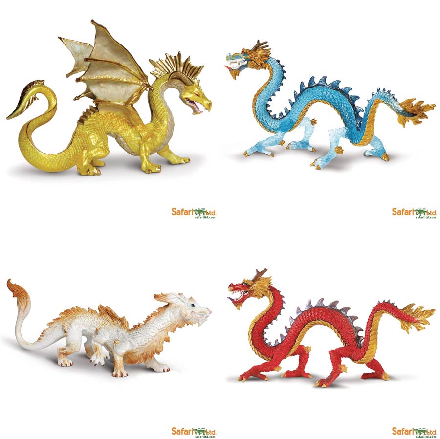 Safari Fantasy Dragon Figurine Series D 4-Piece Assortment Case