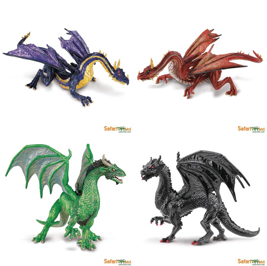 Safari Fantasy Dragon Figurine Series E 4-Piece Assortment Case