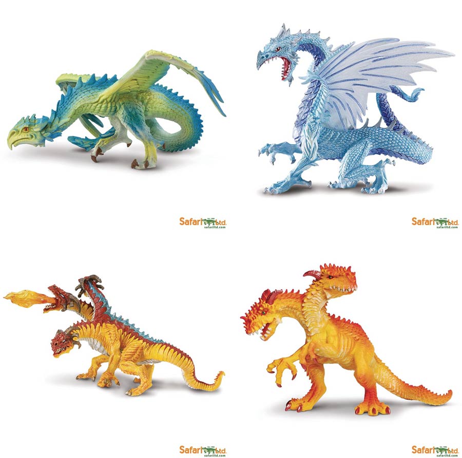 Safari Fantasy Dragon Figurine Series F 4-Piece Assortment Case