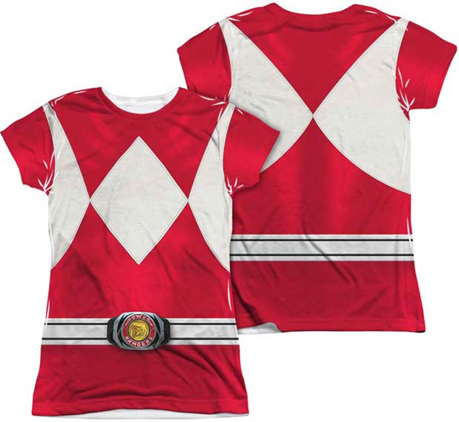 Mighty Morphin Power Ranger Red Ranger Costume Womens Sublimation T ...