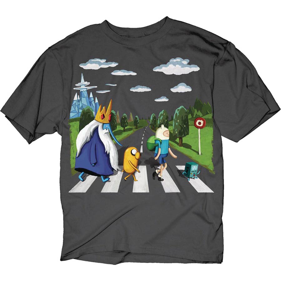 Adventure Time Land Of Ooo Landscape Charcoal T-Shirt Large