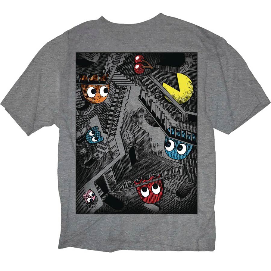 Pac-Man 3D Maze Graphite Heather T-Shirt Large