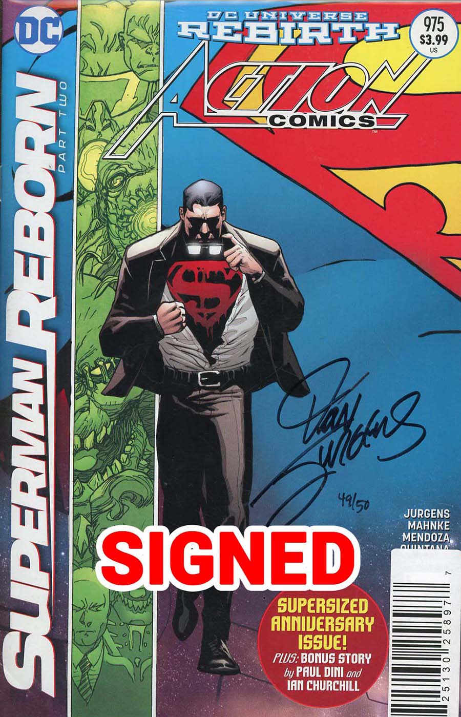 Action Comics Vol 2 #975 Cover C DF Signed By Dan Jurgens (Superman Reborn Part 2)