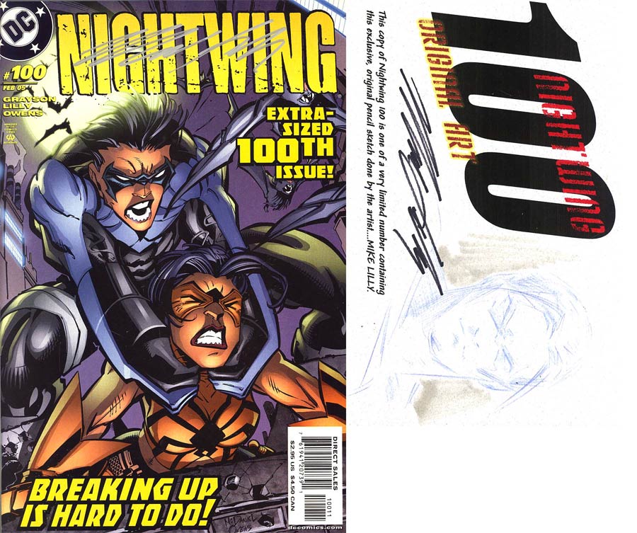 Nightwing Vol 2 #100 Cover B Signed Sketch Mike Lilly