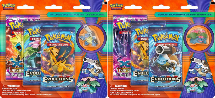 Pokemon TCG Mega Venusaur / Blastoise 3-Pack Pin Assortment