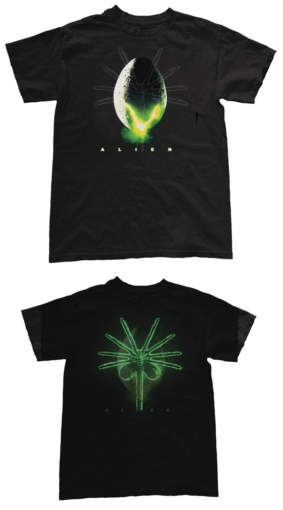 Alien Egg Hidden Glow-In-The-Dark Face Hugger Black T-Shirt Large