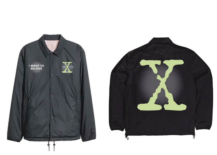 X-Files Glow-In-The-Dark Black Coach Jacket Large