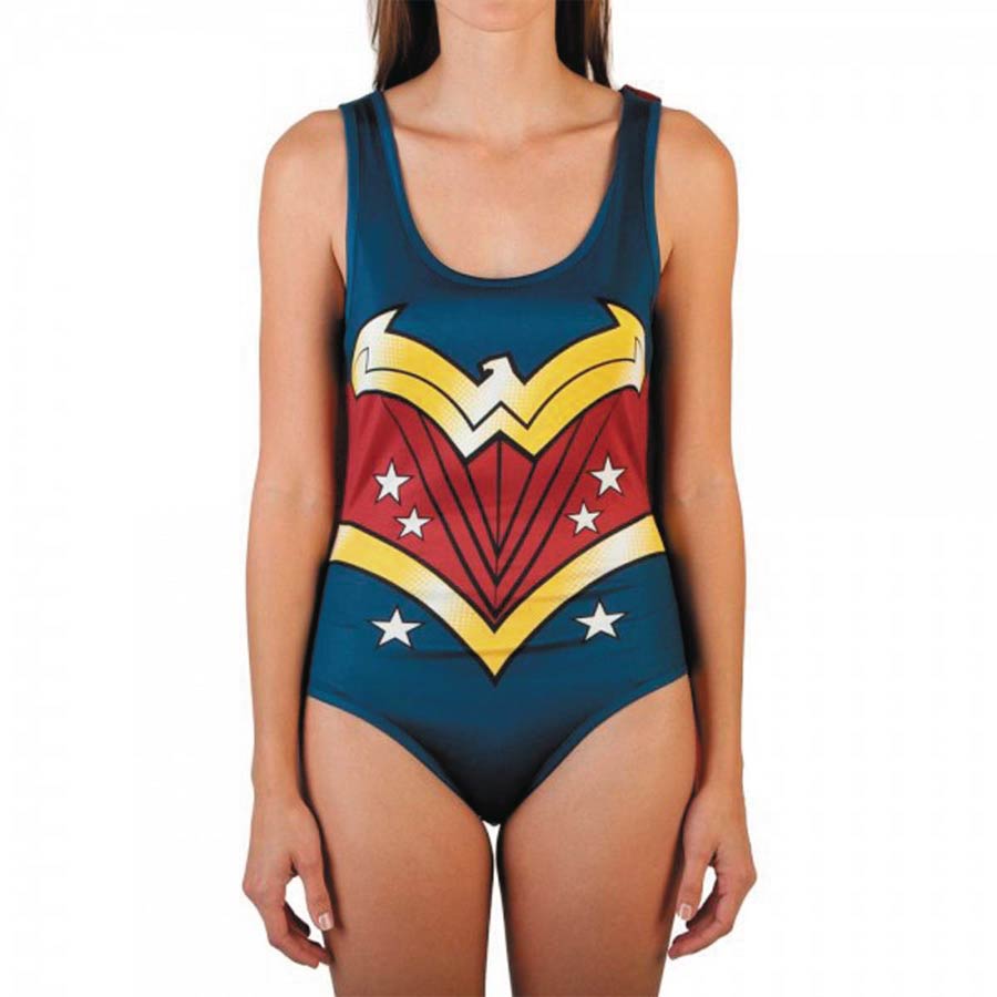 Wonder Woman Juniors Body-Suit With Cape T-Shirt Large