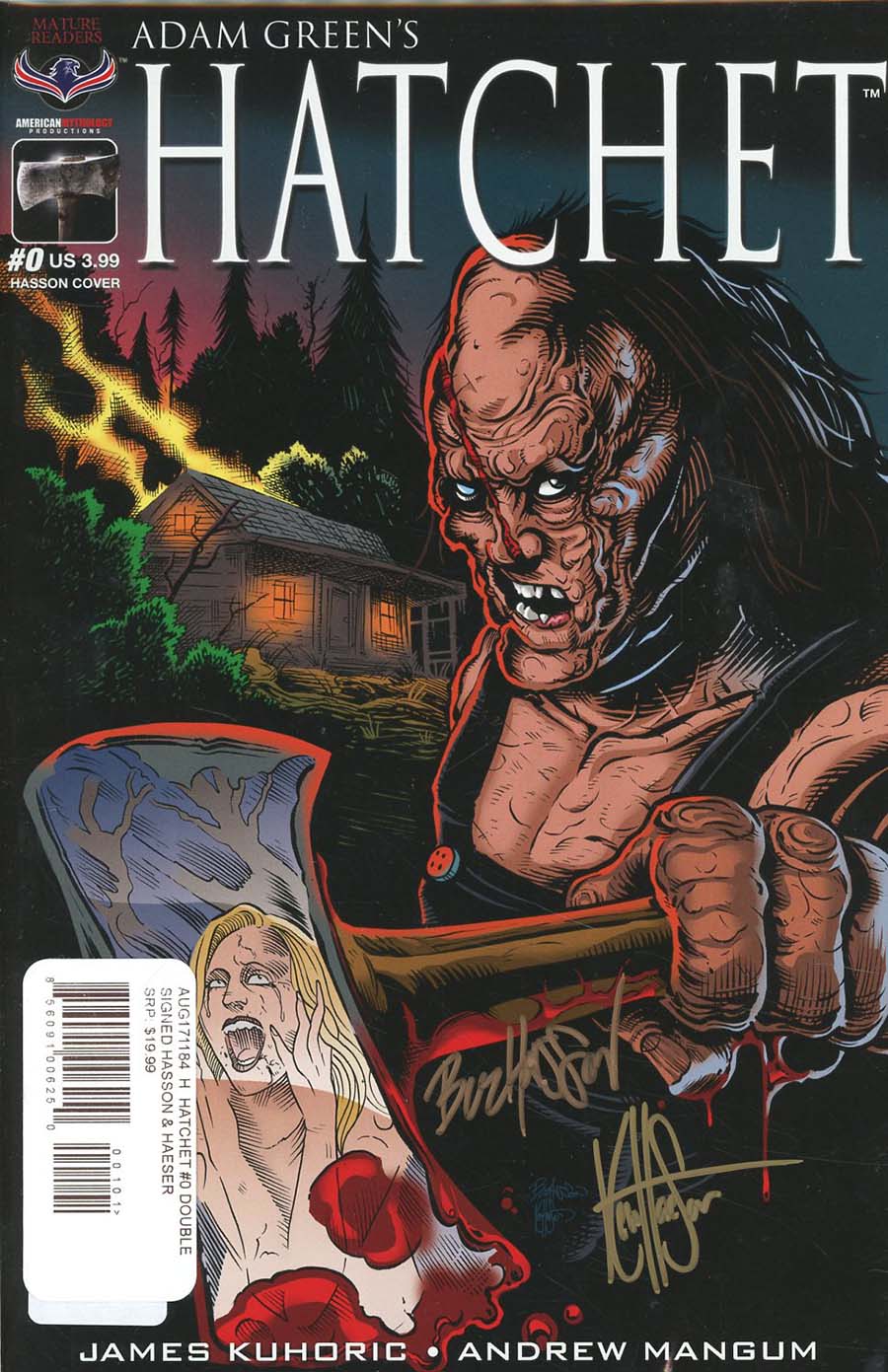 Adam Greens Hatchet #0 Cover I Double Signed By Buz Hasson & Ken Haeser