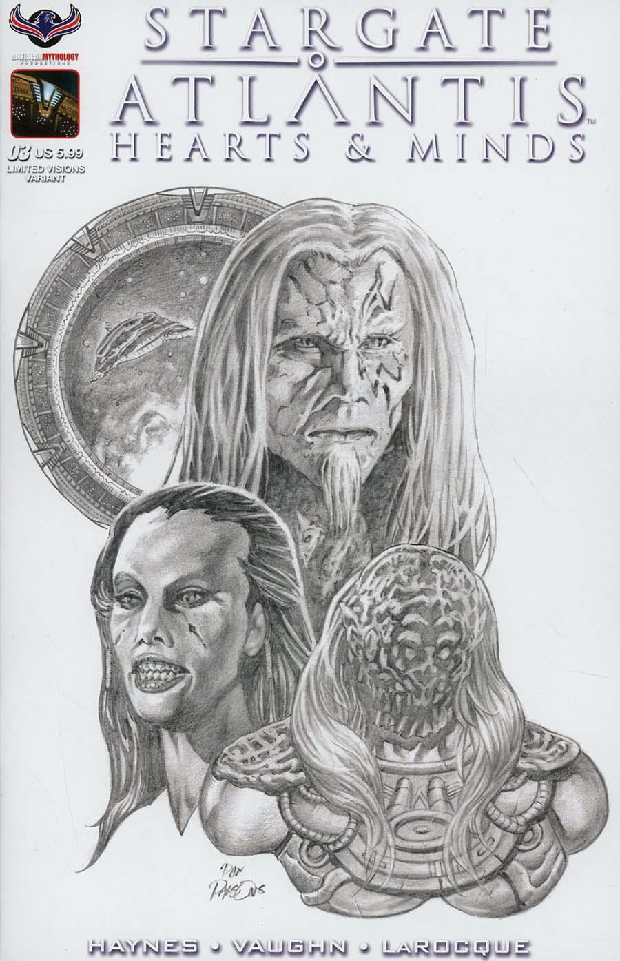 Stargate Atlantis Hearts & Minds #3 Cover C Variant Dan Parsons Limited Visions In Black & White Premium Cover