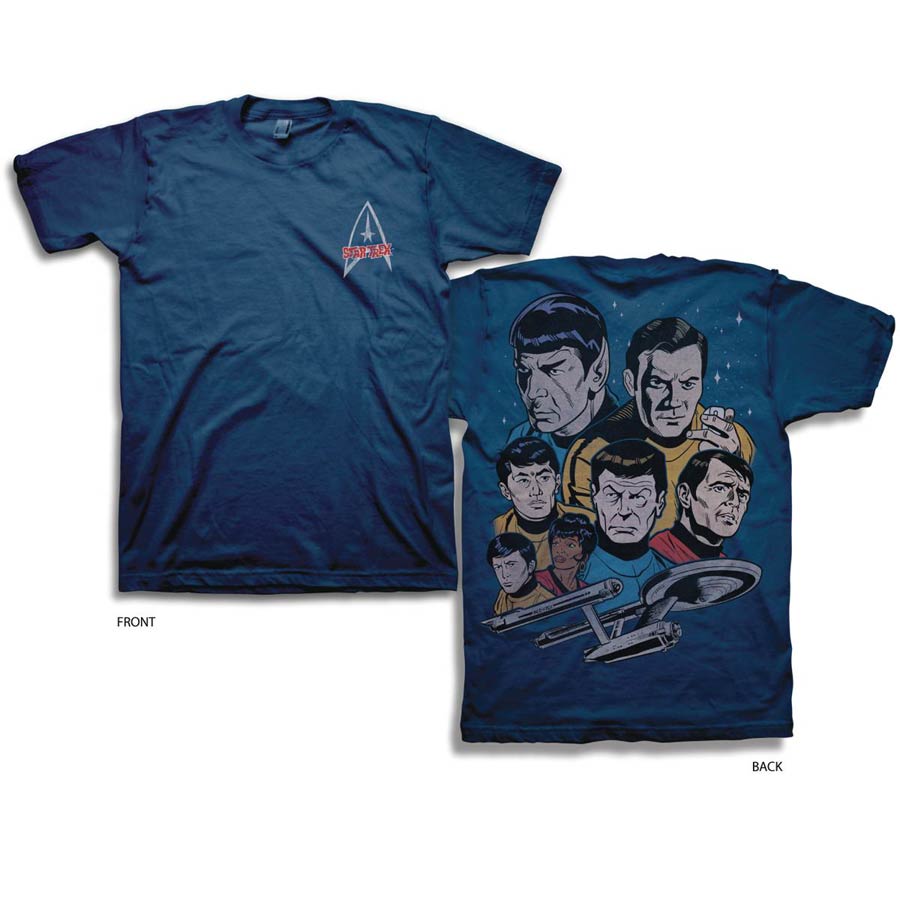 Star Trek Cast Navy T-Shirt Large