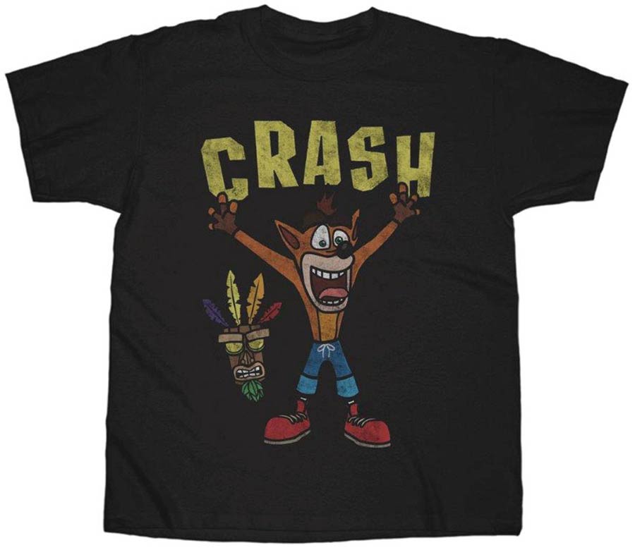 Crash Bandicoot Woah Black T-Shirt Large