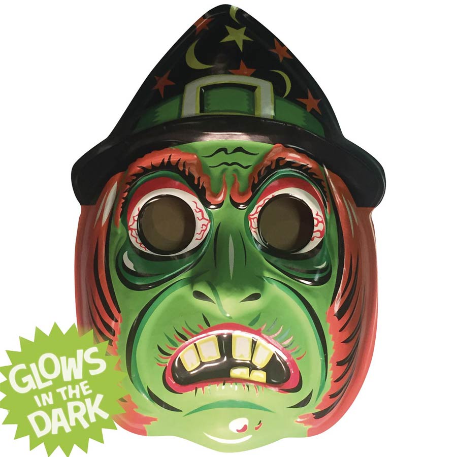 Ghoulsville Vac-Tastic Plastic Mask - Green Witch