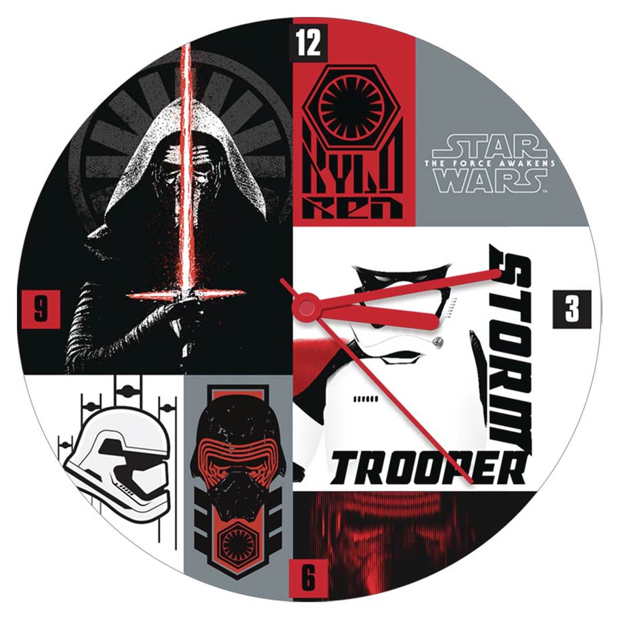 Star Wars Episode VII The Force Awakens Collage Cordless 13.5 Inch Wood Wall Clock