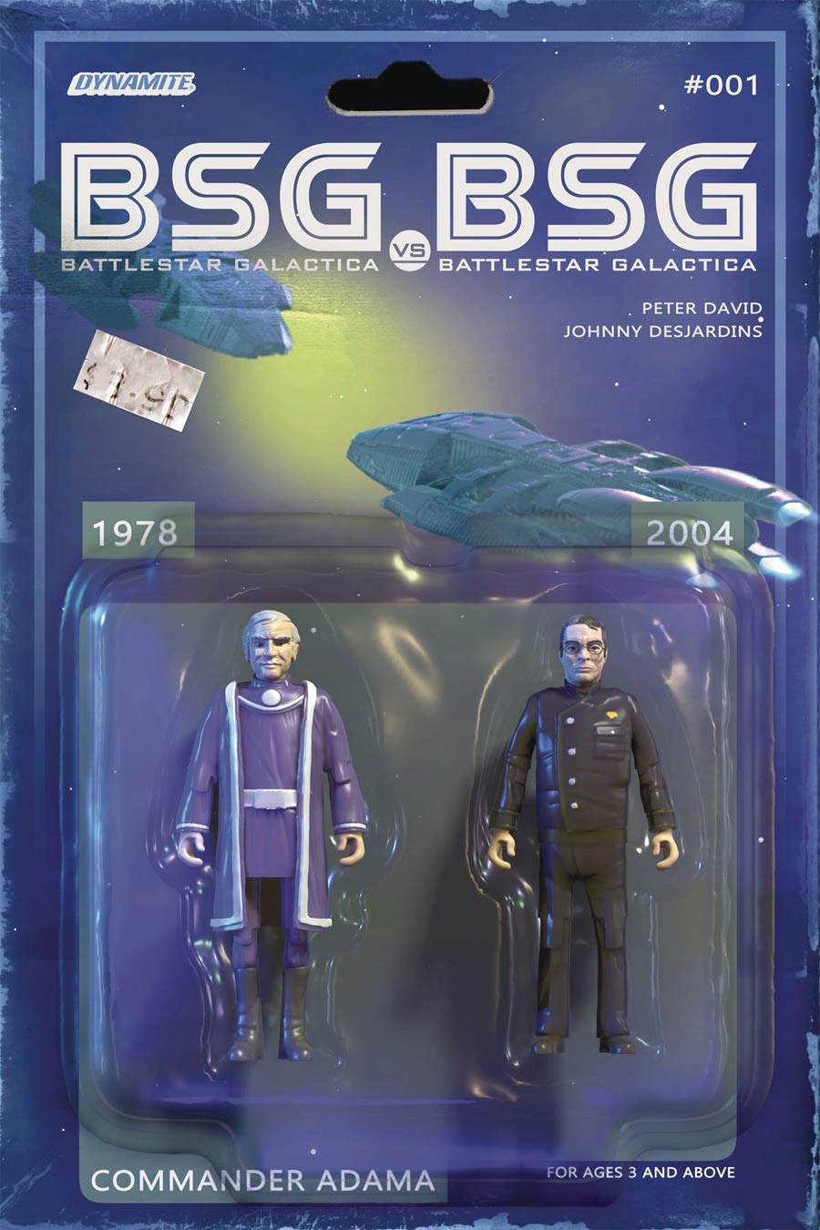 Battlestar Galactica vs Battlestar Galactica #1 Cover C Variant Michael Adams Adama Action Figure Cover