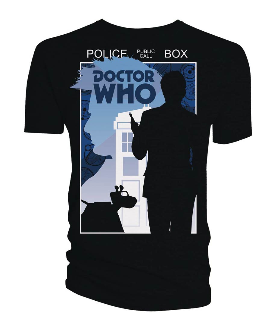 Doctor Who David Tennant Silhouette Black T-Shirt Large