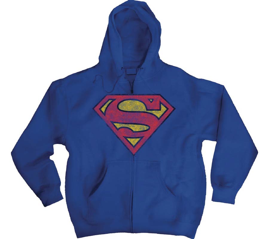 DC Heroes Superman Logo Blue Hoodie Large