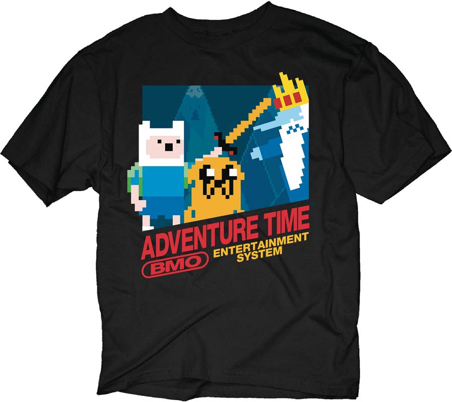 Adventure Time 8-Bit Adventure Black T-Shirt Large