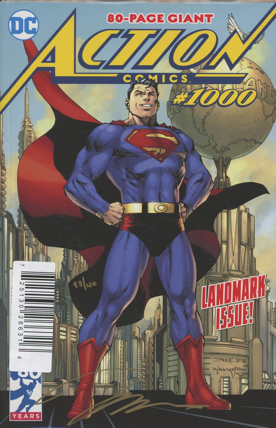 Action Comics Vol 2 #1000 Cover N DF Gold Signature Series Signed By Jim Lee