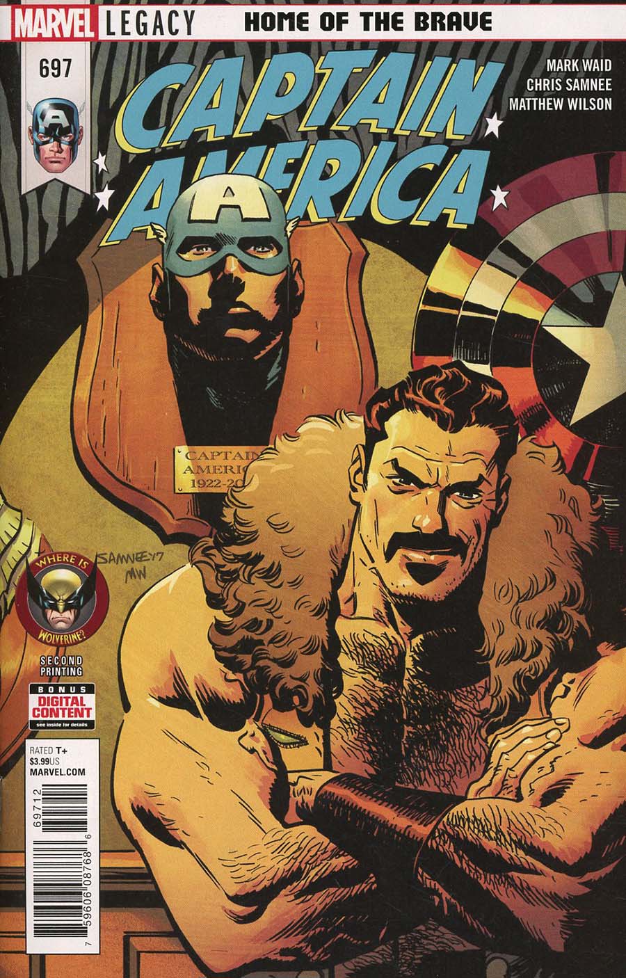 Captain America Vol 8 #697 Cover C 2nd Ptg Variant Chris Samnee Cover (Marvel Legacy Tie-In)