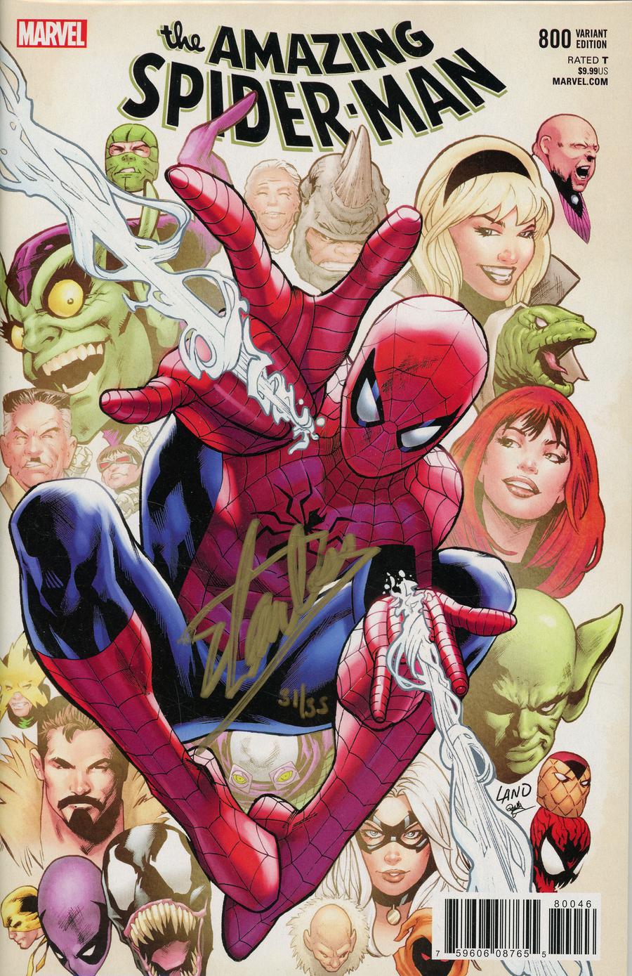 Amazing Spider-Man Vol 4 #800 Cover T DF Gold Signature Series Signed By Stan Lee