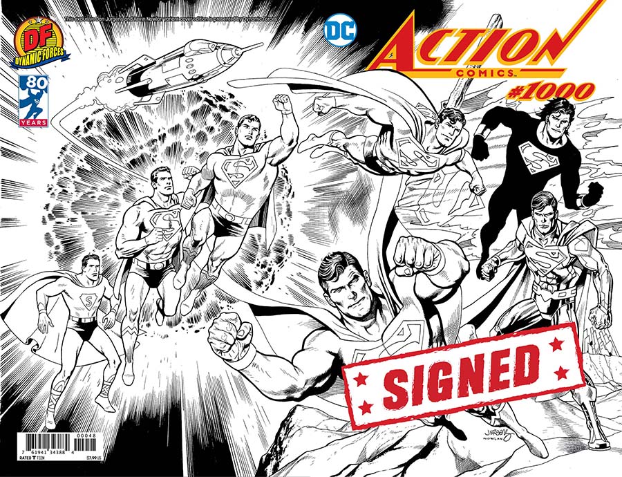 Action Comics Vol 2 #1000 Cover W DF Exclusive Dan Jurgens Wraparound Black & White Variant Cover Signed By Dan Jurgens