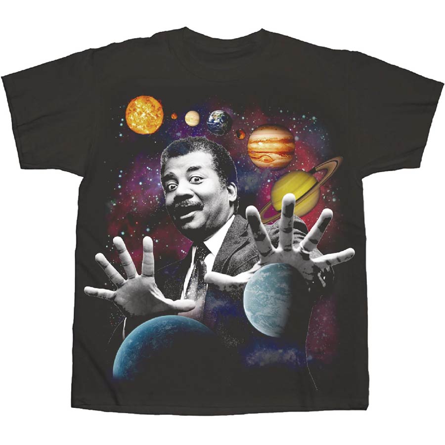 Neil Degrasse Tyson Planets Black T-Shirt Large