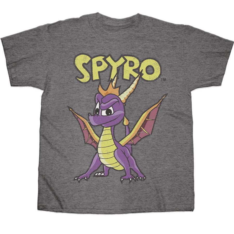 Spyro Hero Standing Heather Grey T-Shirt Large