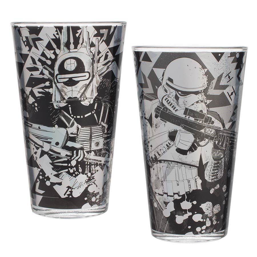 Star Wars Solo Laser-Etched Decal 16-Ounce 2-Piece Glass Set