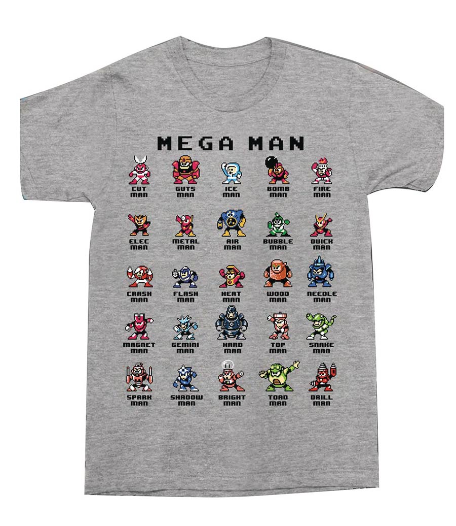 Mega Man Pixel Villains Oxford T-Shirt Large