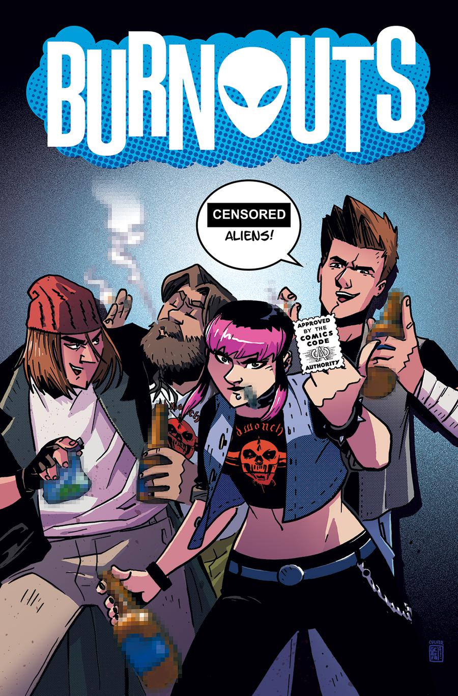 Burnouts #1 Cover B Variant Geoffo CBLDF Charity Censored Cover